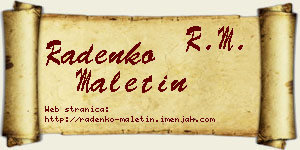 Radenko Maletin vizit kartica